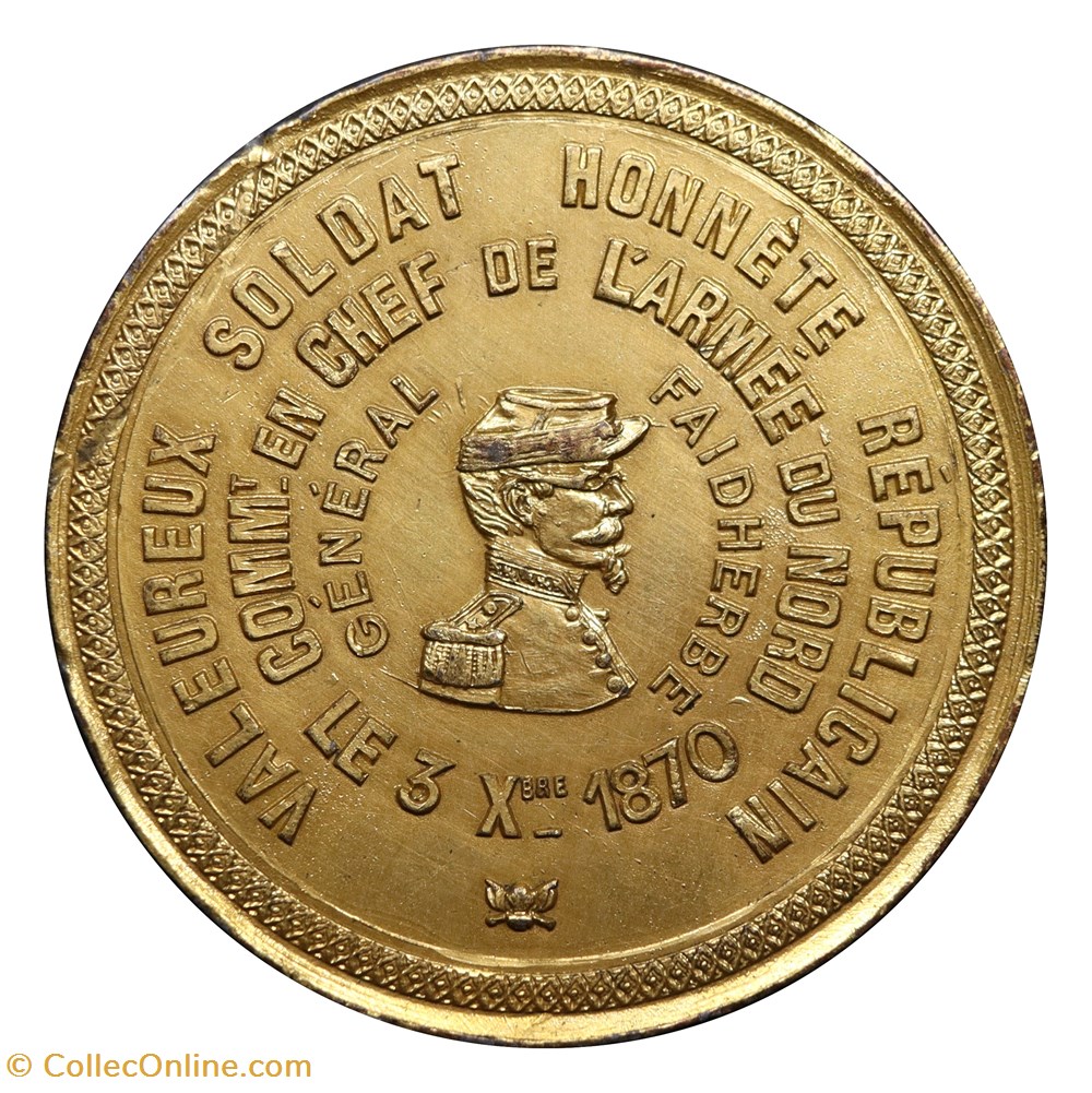 Médaille (1870) - Général Faidherbe, commandant en chef de l’armée du Nord monnaies paranumismatique jetons poids medaille 1870 general faidherbe commandant en chef de l armee du nord