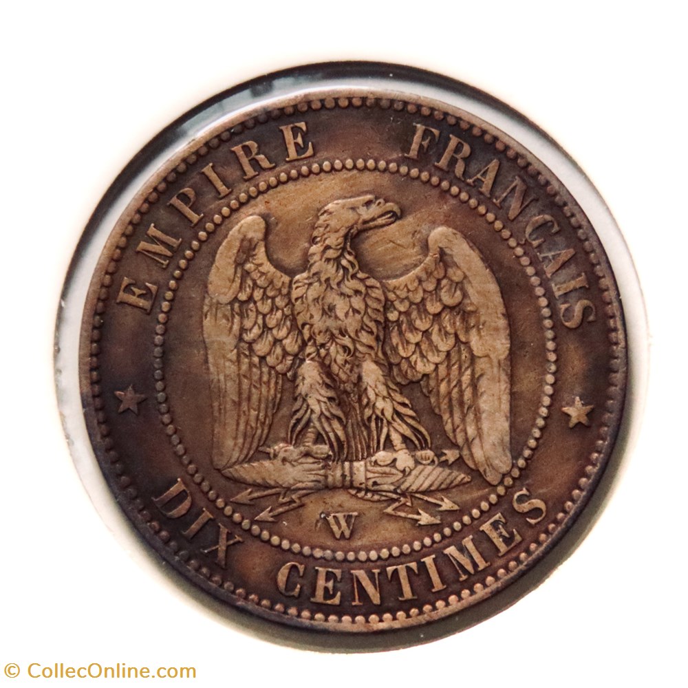 Dix Centimes - 1854 𝐖 Napoléon Ⅲ tête nue monnaies monde france dix centimes 1854 napoleon tete nue