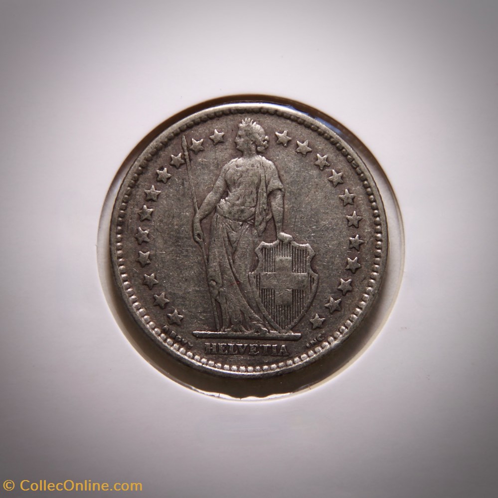 2 Francs 1921 B Helvetia debout monnaies monde suisse 2 francs 1921 b helvetia debout