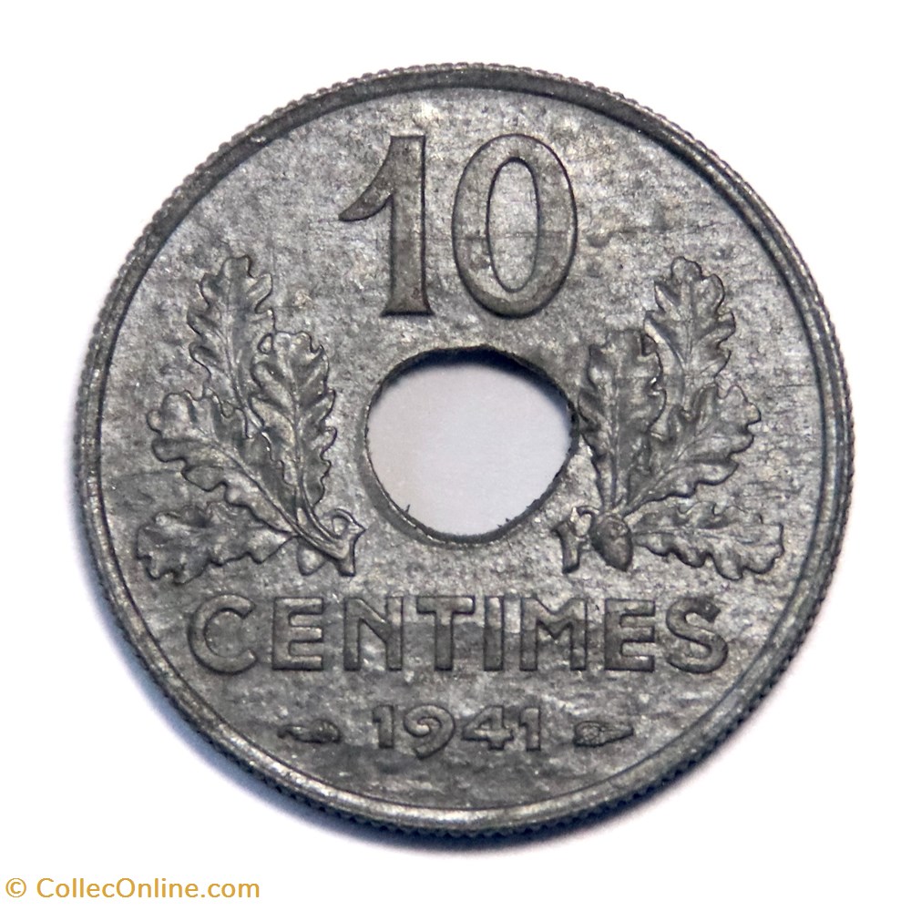 monnaies monde france 10 centimes etat francais 1941 grand module
