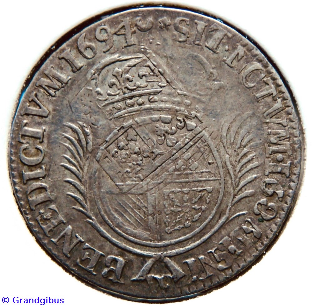 monnaies europe medievale france royales quart ecu de flandre aux palmes 1694w