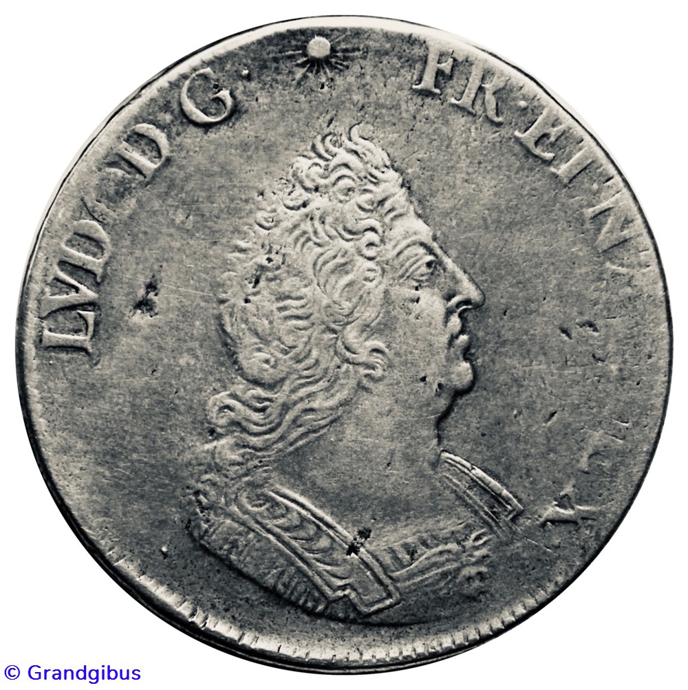 Écu de Flandre aux palmes 1694W monnaies europe medievale france royales ecu de flandre aux palmes 1694w