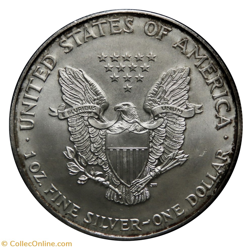1 Dollar - Silver Eagle, 1995 (San Francisco ou West Point) monnaies monde etats unis 1 dollar silver eagle 1995 san francisco ou west point