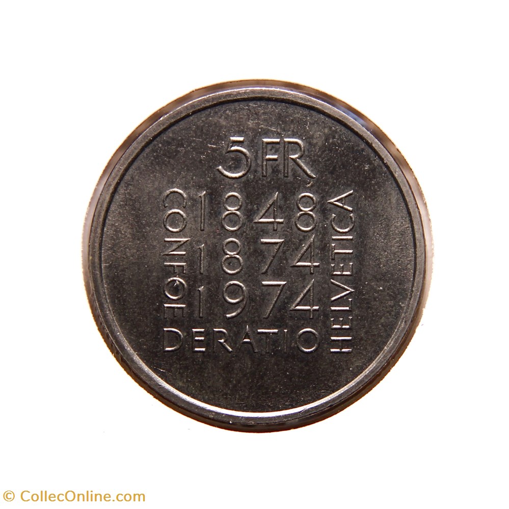 monnaies monde suisse 5 francs 1974 b revision de la constitution