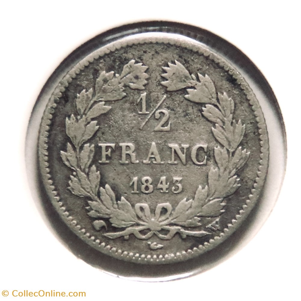 Louis Philipe 1er - 1/2 Franc, 1843𝐖 monnaies monde france louis philipe 1er 1 2 franc 1843
