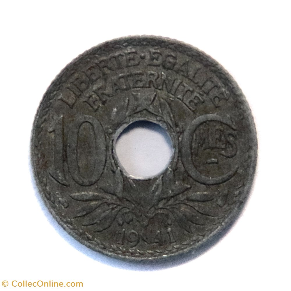 10 centimes Lindauer 1941, zinc (frappe désaxée) monnaies monde france 10 centimes lindauer 1941 zinc frappe desaxee
