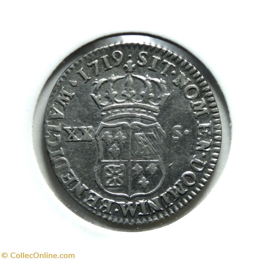 Louis XV 1719W XX Sols de Navarre monnaies europe medievale france royales louis xv 1719w xx sols de navarre