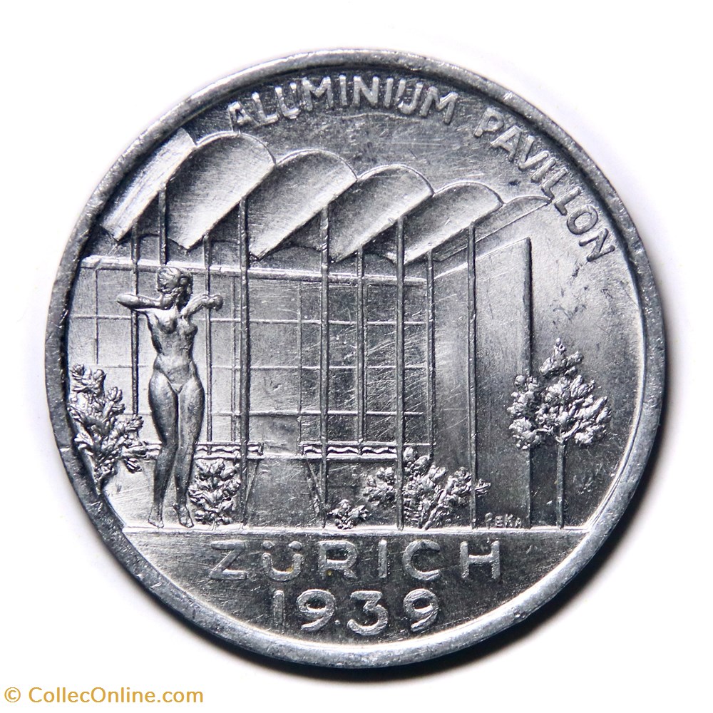 Médaille Aluminium - Exposition Nationale Suisse Zurich 1939 monnaies monde medaille aluminium exposition nationale suisse zurich 1939