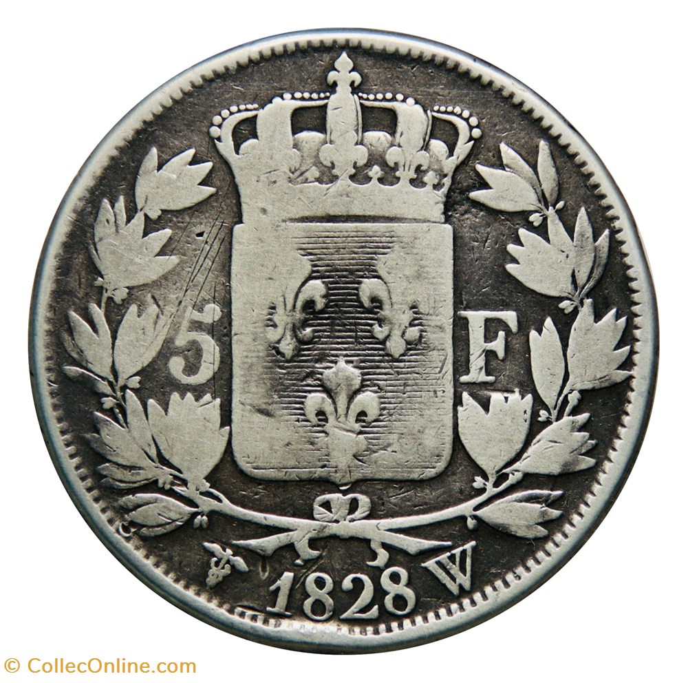 Charles X - 5 Francs, 1828𝐖 monnaies monde france charles x 5 francs 1828