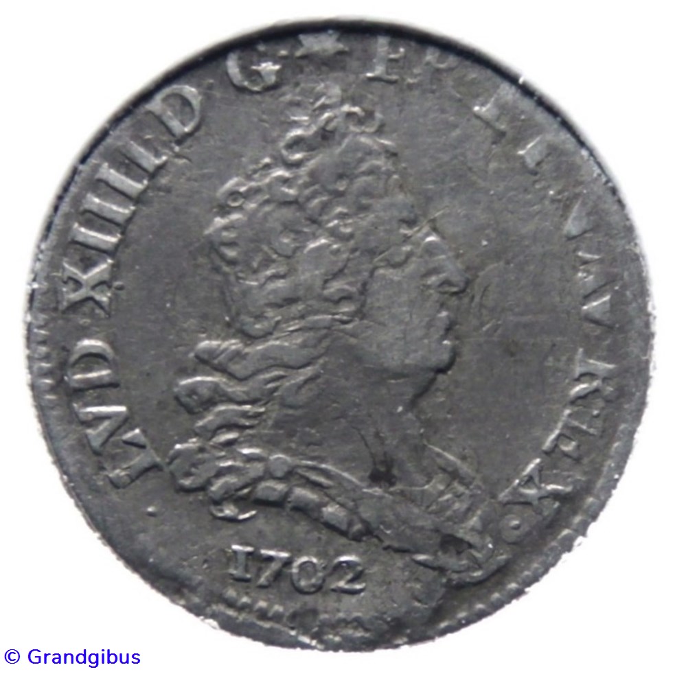 5 sols aux insignes 1702 W monnaies europe medievale france royales 5 sols aux insignes 1702 w