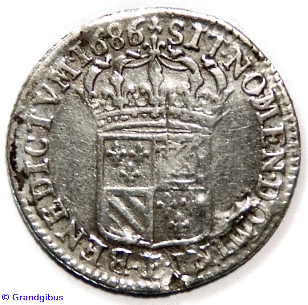 monnaies europe medievale france royales seizieme ecu de flandre 1686 l