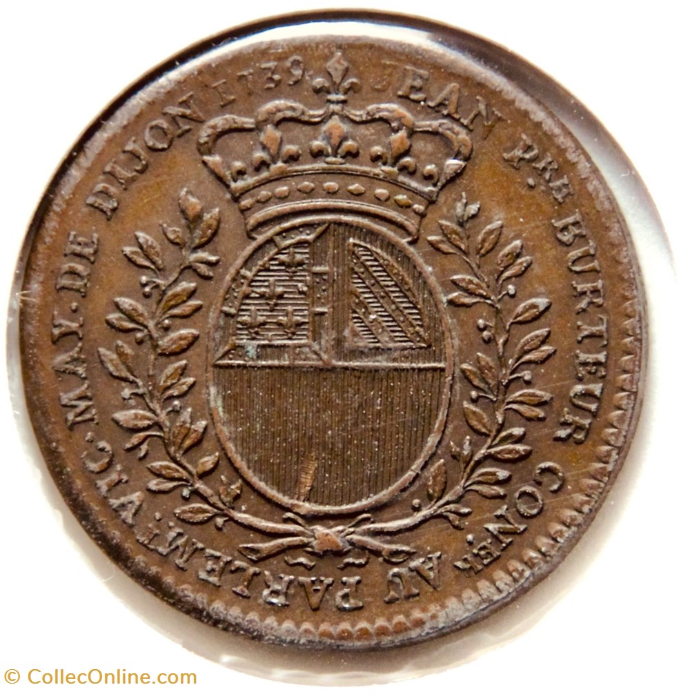 Maire de Dijon, J-Pierre Burteur. 1739, Cuivre. monnaies paranumismatique jetons poids maire de dijon j pierre burteur 1739 cuivre