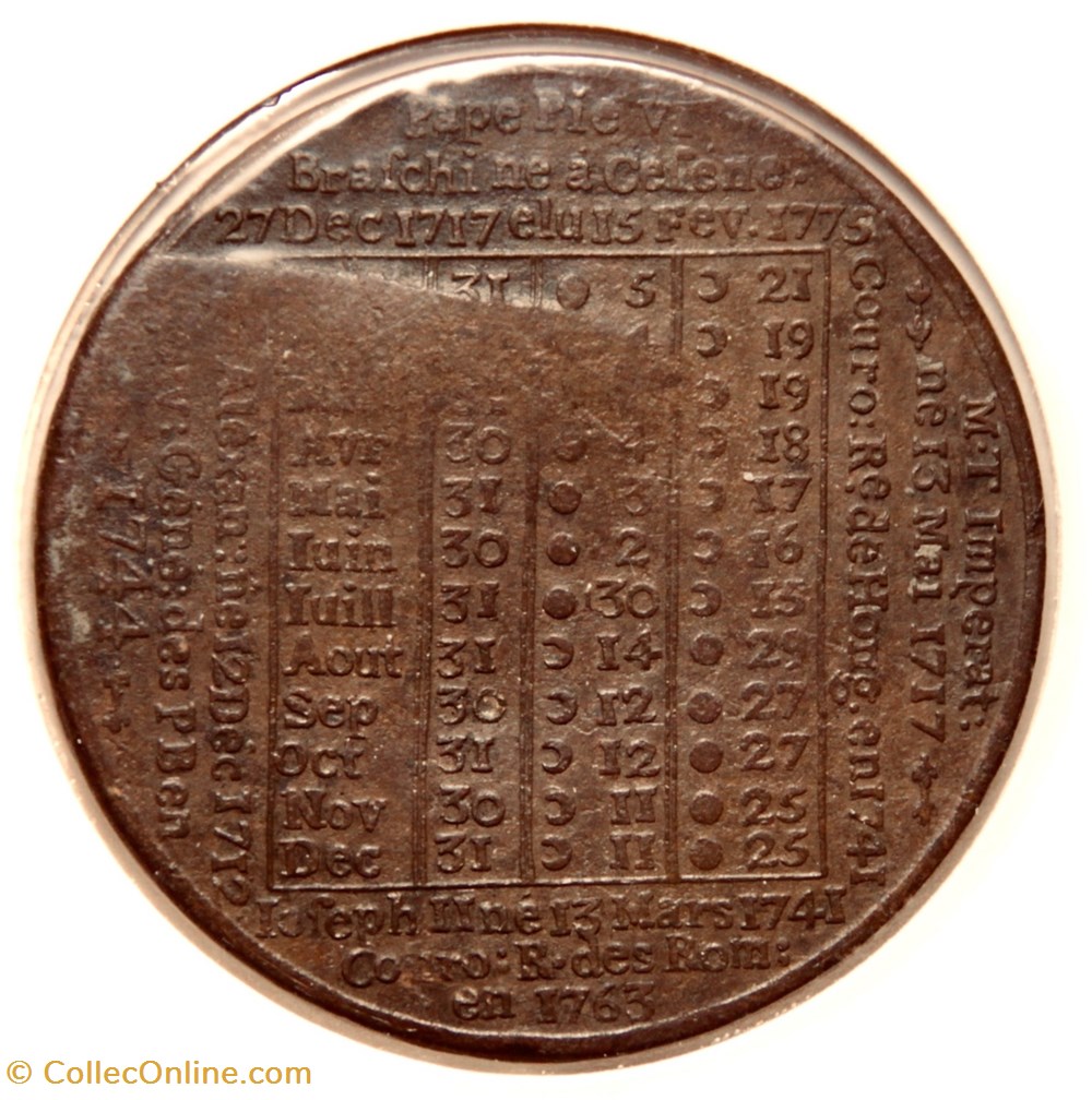 Louis XVI, Almanach. 1776 Cuivre. monnaies paranumismatique jetons poids louis xvi almanach 1776 cuivre