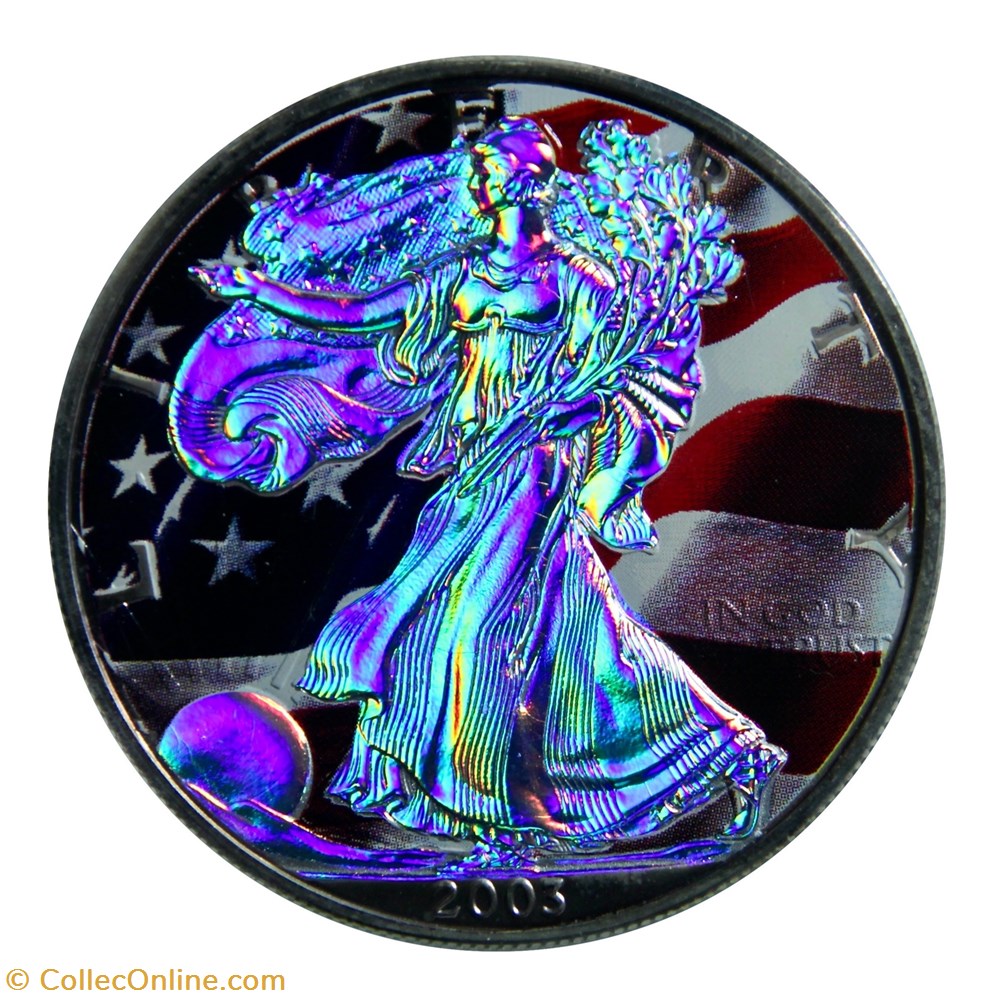 1 Dollar - Silver Eagle, 2003 (colorisé) monnaies monde etats unis 1 dollar silver eagle 2003 colorise