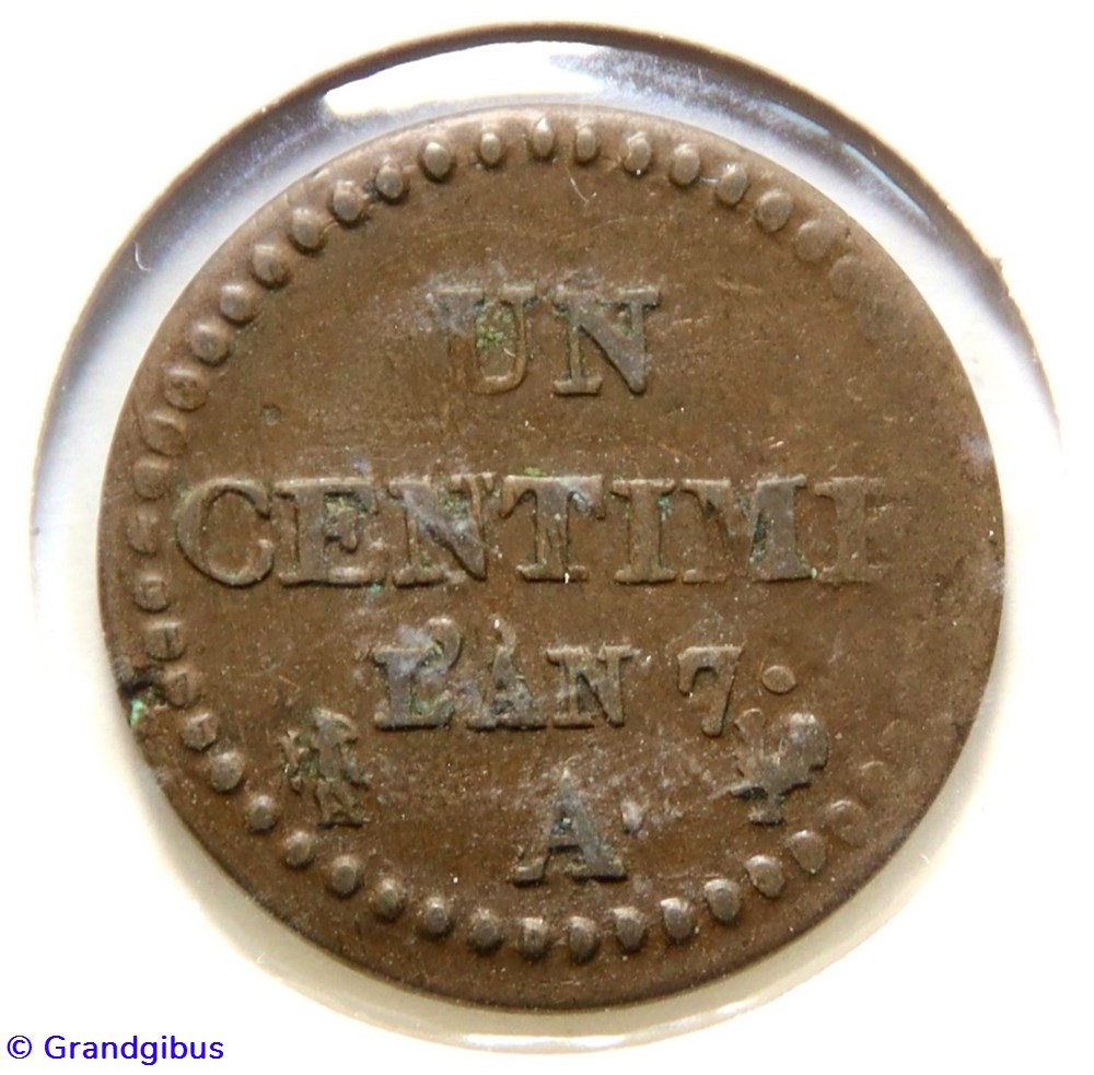 monnaies monde france un centime an 7 a