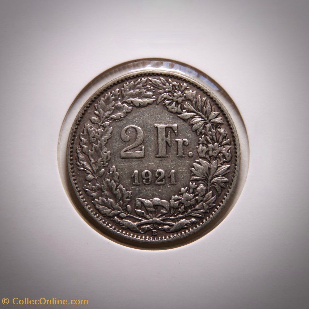 2 Francs 1921 B Helvetia debout monnaies monde suisse 2 francs 1921 b helvetia debout