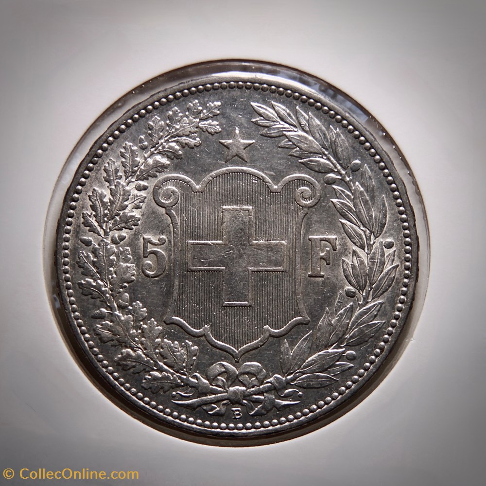 5 Francs 1908 B Tête d'Helvetia monnaies monde suisse 5 francs 1908 b tete helvetia