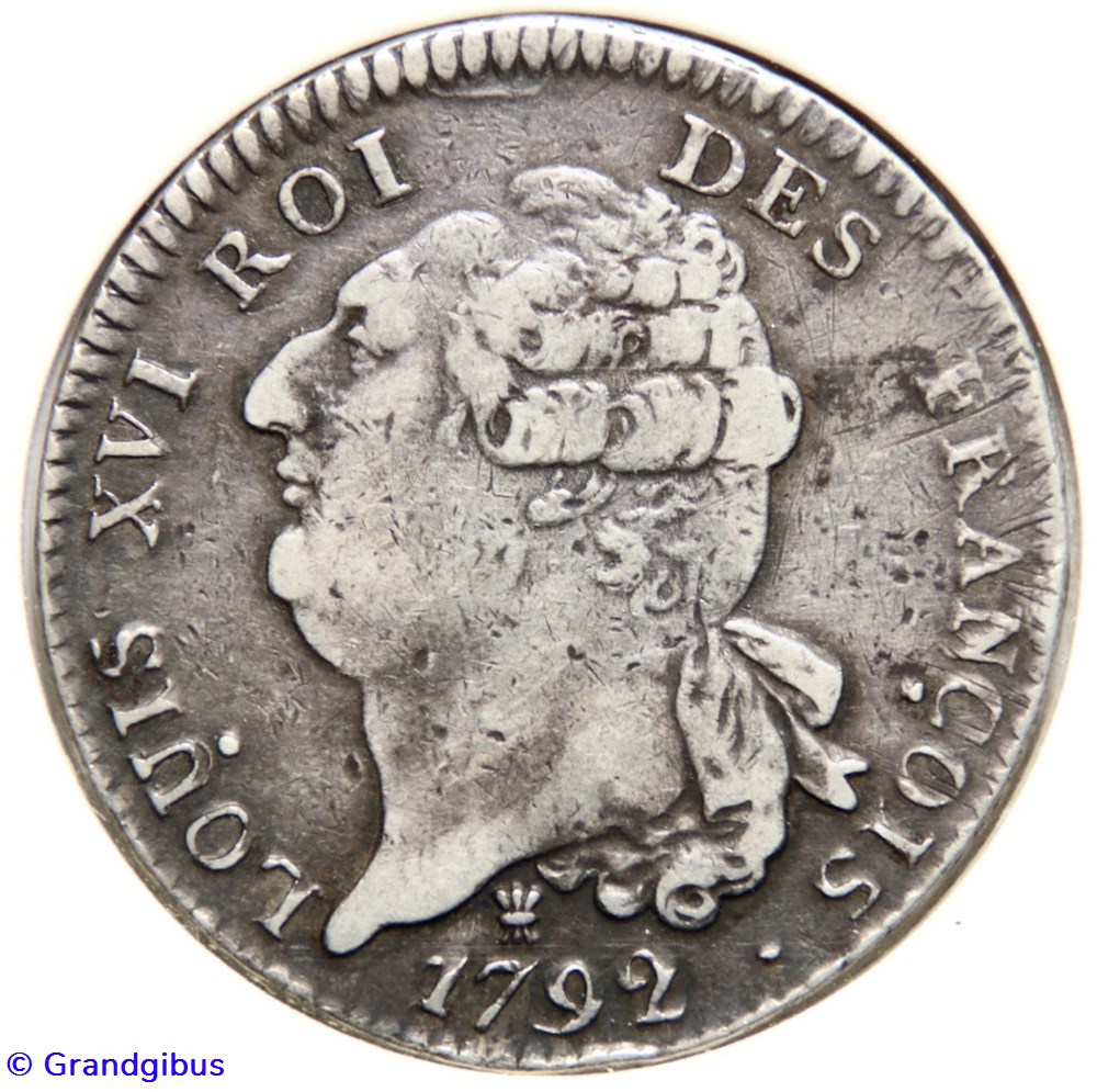 Louis XVI 1792 𝐈 Écu dit au génie. monnaies monde france louis xvi 1792 ecu dit au genie
