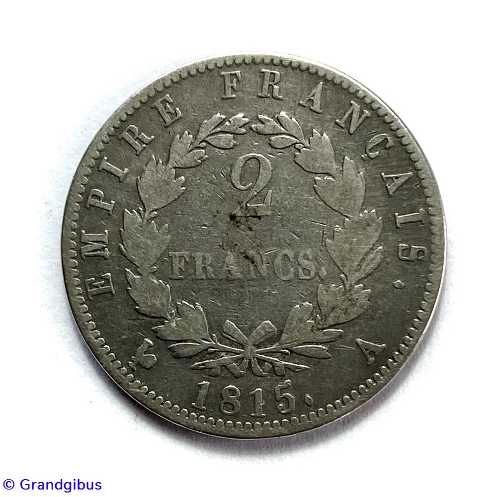 monnaies monde france 2 fr cents jours 1815 a napoleon tete lauree