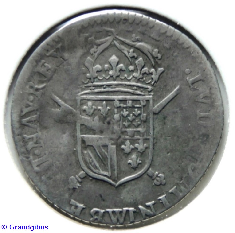 Seizième d’écu de Flandre aux insignes 2ème type 1705 W monnaies europe medievale france royales seizieme d ecu de flandre aux insignes 2eme type 1705 w