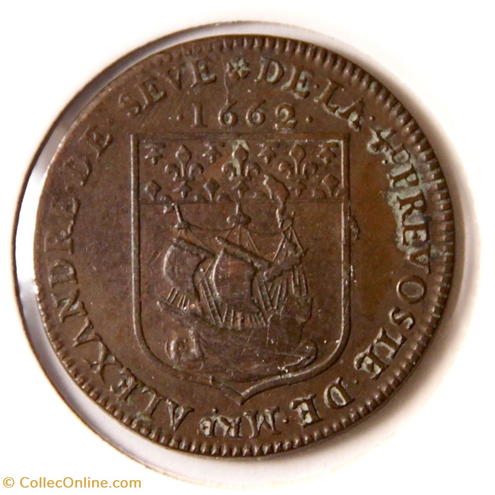 Louis XIV, Prévôt de Paris. 1662 Cuivre. monnaies paranumismatique jetons poids louis xiv prevot de paris 1662 cuivre