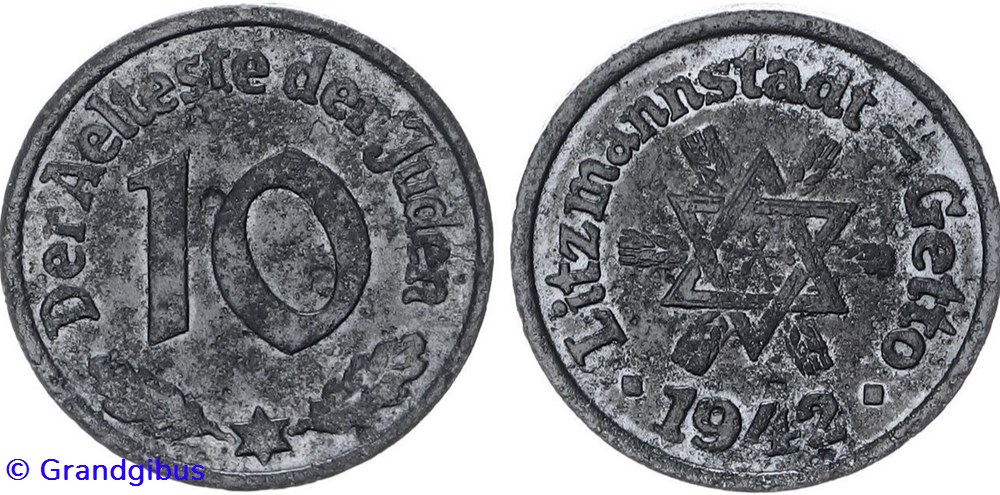 Ghetto de Litzmannstadt - 10 Pfennig 1942 (1er type) 3 monnaies monde allemagne ghetto de litzmannstadt 10 pfennig 1942 1er type
