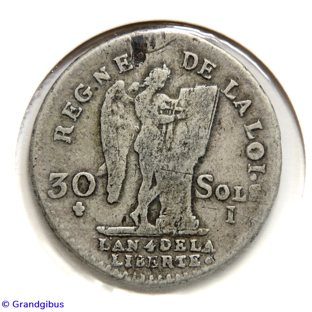 Louis XVI 1792 𝐈 - 30 Sols au génie. monnaies monde france louis xvi 1792 30 sols au genie
