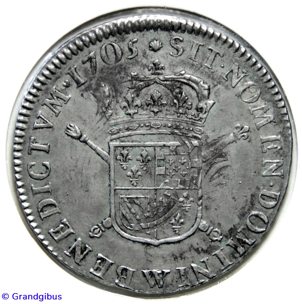Demi-écu de Flandre aux insignes 1705W monnaies europe medievale france royales demi ecu de flandre aux insignes 1705w