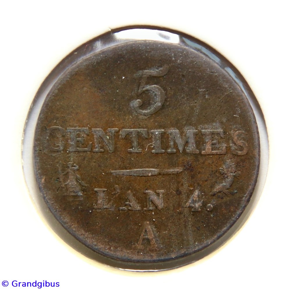 monnaies monde france 5 centimes petit module an 4 a