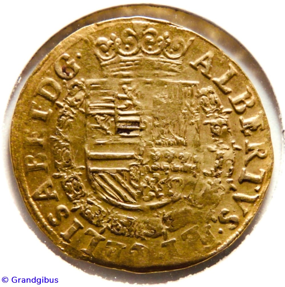 Albert & Isabelle - Double albertin, 1602 Tournai monnaies europe medievale pays bas espagnols albert isabelle double albertin 1602 tournai