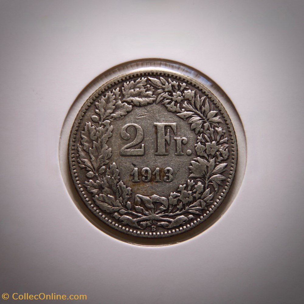 2 Francs 1913 B Helvetia debout monnaies monde suisse 2 francs 1913 b helvetia debout