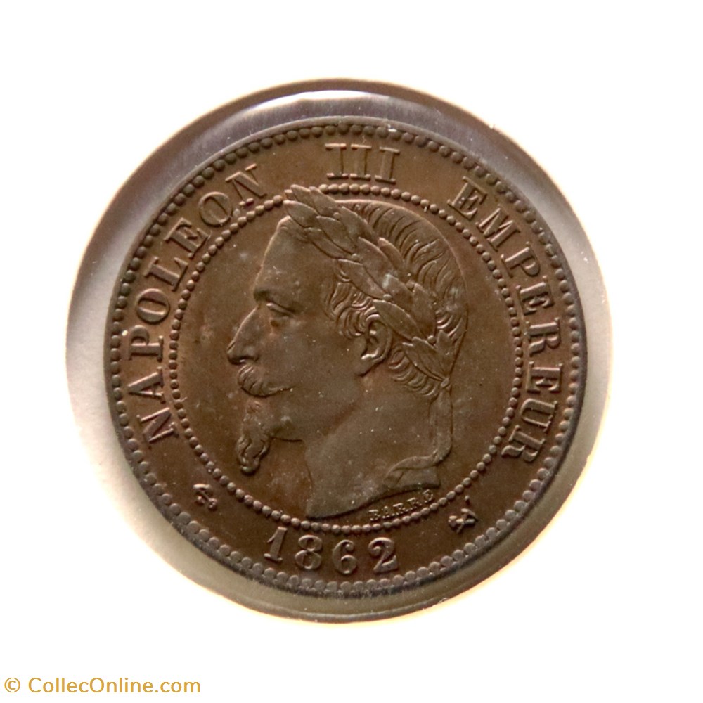 Deux Centimes - 1862 𝐊 Napoléon Ⅲ tête laurée monnaies monde france deux centimes 1862 napoleon tete lauree
