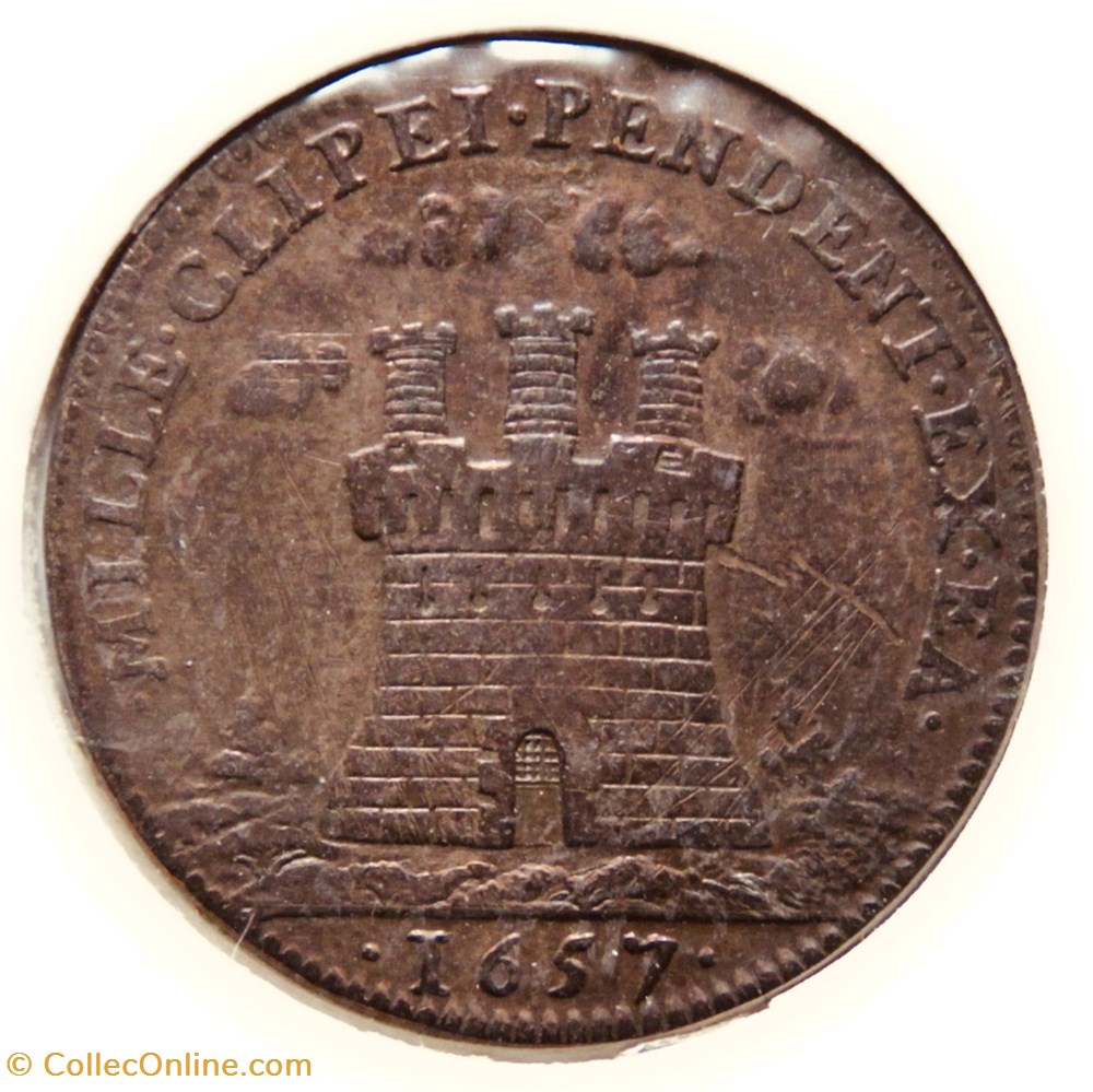 États de Bourgogne. 1657, Cuivre. Le Sacre et les habiles capitaines français monnaies paranumismatique jetons poids etats de bourgogne 1657 cuivre le sacre et les habiles capitaines francais