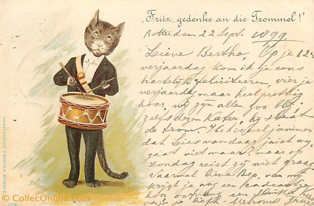 cartes postales musiciens tambour 2051