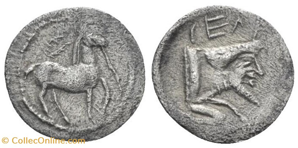 Sicile - Gela - Cheval / Dieu fleuve monnaies antiques grecques sicile gela cheval dieu fleuve