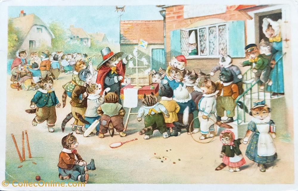 cartes postales chats colporteur