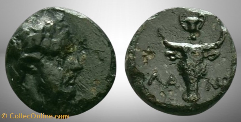 Troade - Assos - Athena / Tête de taureau - Canthare monnaies antiques grecques troade assos athena tete de taureau canthare