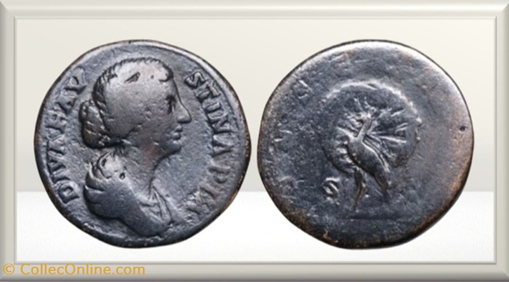 Diva Faustina II - Paon - sesterce monnaies antiques romaines imperiales et republicaines diva faustina ii paon sesterce