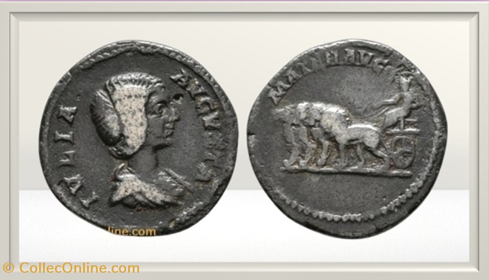 Julia Domna - Cères quadrige - denier monnaies antiques romaines imperiales et republicaines julia domna ceres quadrige denier