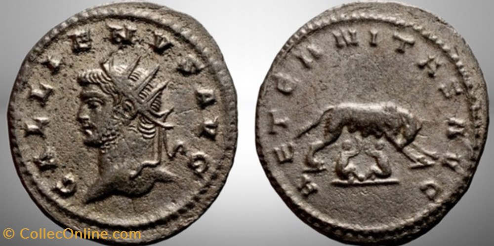Gallien - La Louve allaitant Romulus et Rémus monnaies antiques romaines imperiales republicaines gallien la louve allaitant romulus et remus
