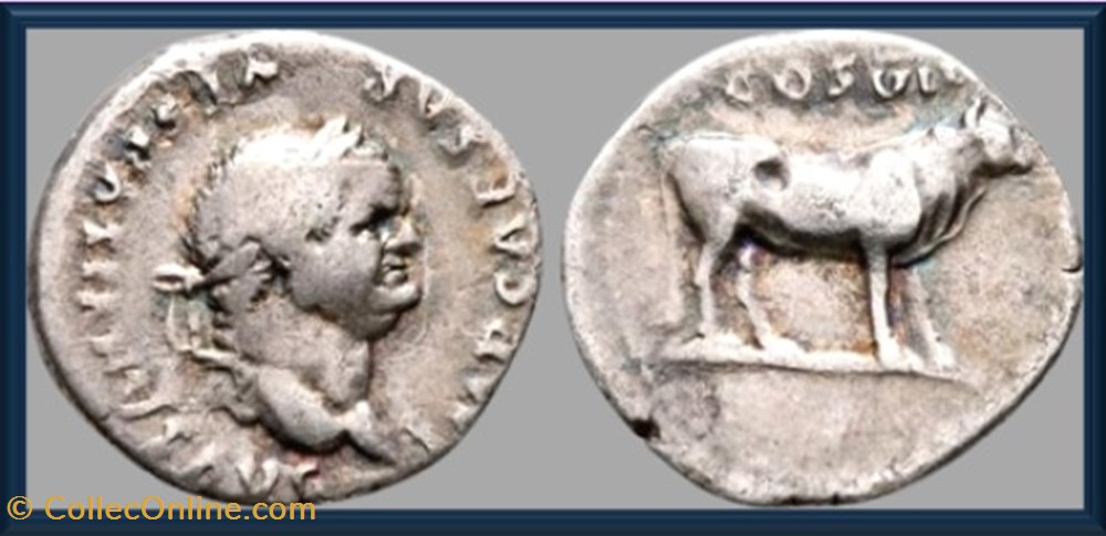 Vespasien - Taureau - denier monnaies antiques romaines imperiales et republicaines vespasien taureau denier