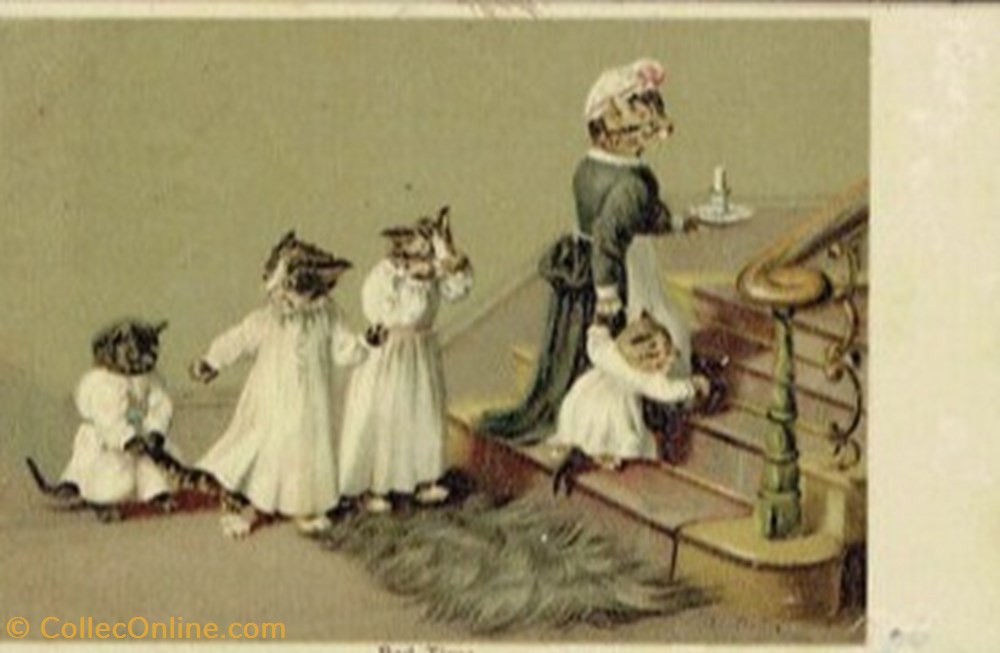 cartes postales british family au lit