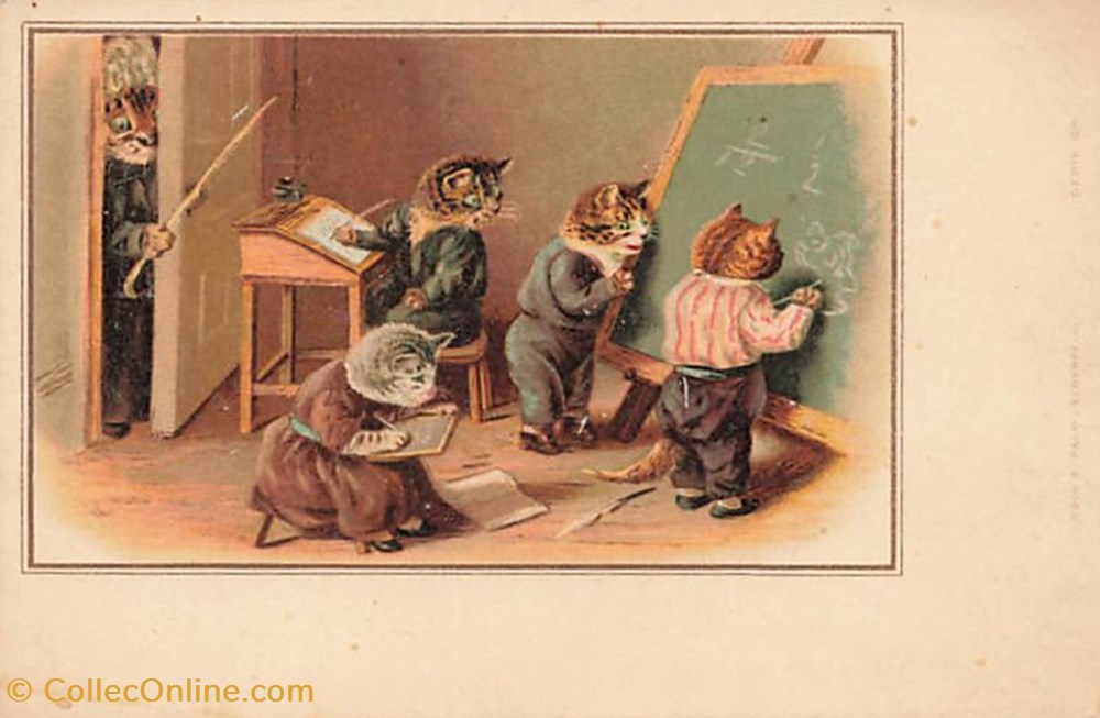 cartes postales british family ecole dessins au tableau