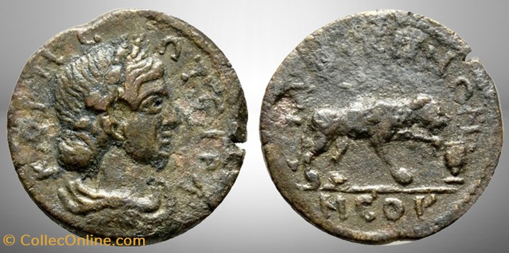 Caracalla - Mysie - Cysique - Koré - Panthère monnaies antiques romaines provinciales caracalla mysie cysique kore panthere