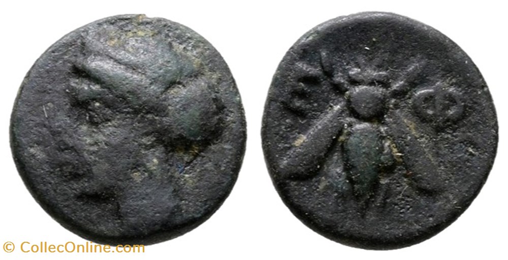 Ionie - Ephèse - Tête féminine / Abeille monnaies antiques grecques ionie ephese tete feminine abeille