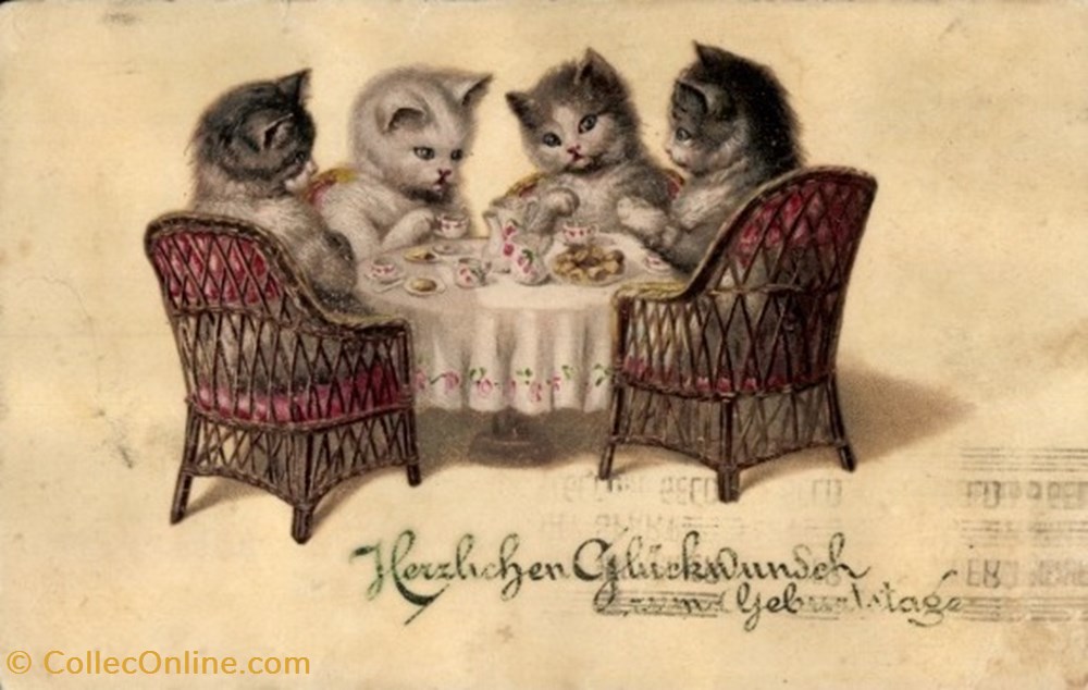 cartes postales a table heure du the ou cafe gouter