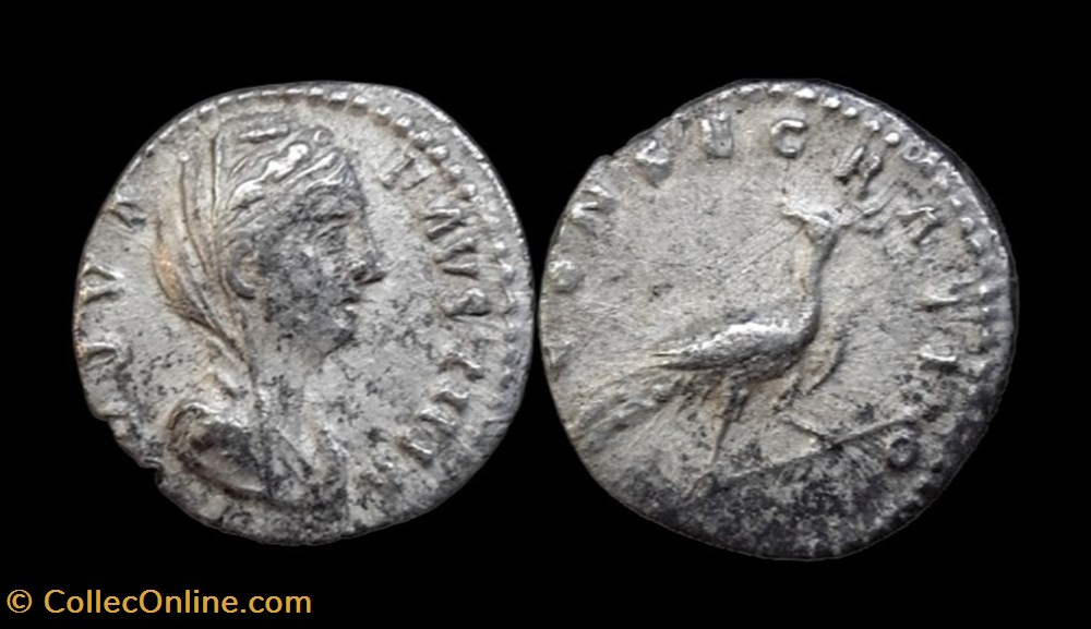 Faustine mère - Paon - denier monnaies antiques romaines provinciales faustine mere paon denier
