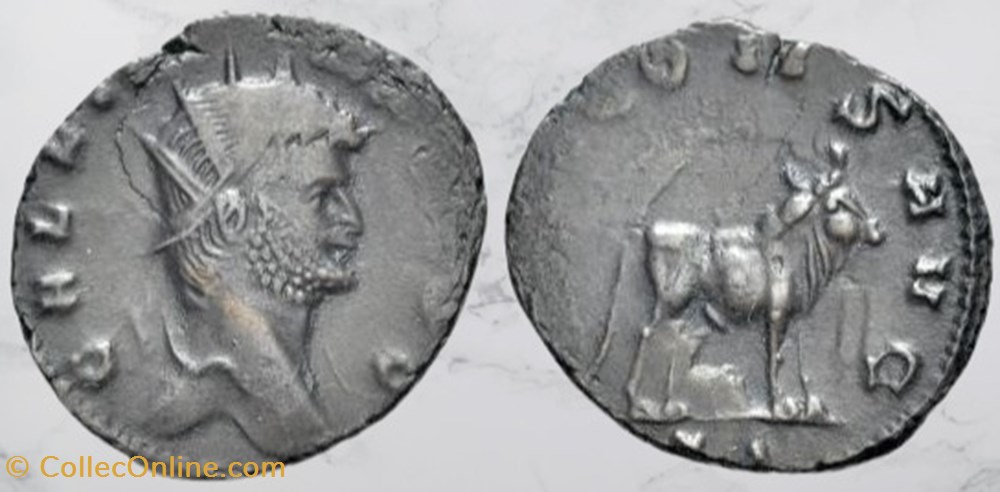 Gallien - Taureau monnaies antiques romaines imperiales et republicaines gallien taureau