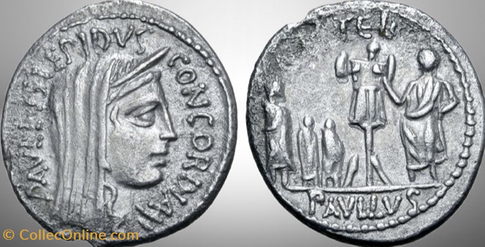 République romaine - L. Aemilius Lepidus Paullus AR Denier monnaies antiques romaines imperiales et republicaines republique romaine l aemilius lepidus paullus ar denier