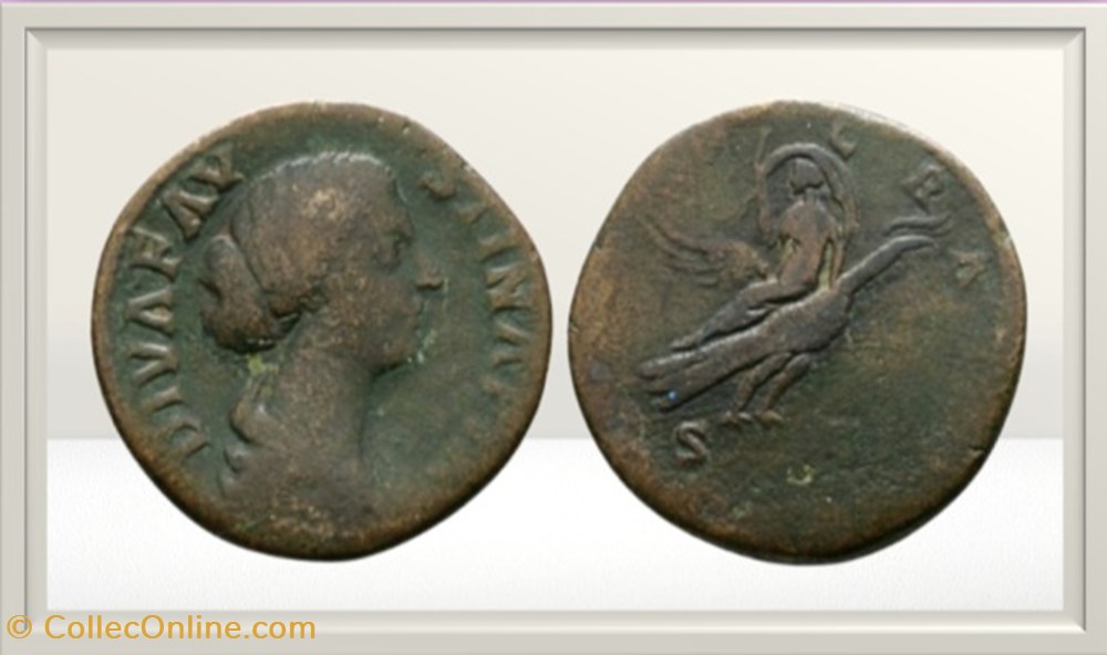Faustine la Jeune - DIVA FAUSTINA - Consécration Paon - sesterce monnaies antiques romaines imperiales et republicaines faustine la jeune diva faustina consecration paon sesterce